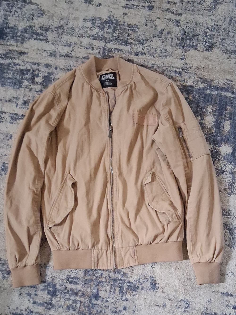 CSG Women's Tan Bomber Jacket - Casual Utility Style
